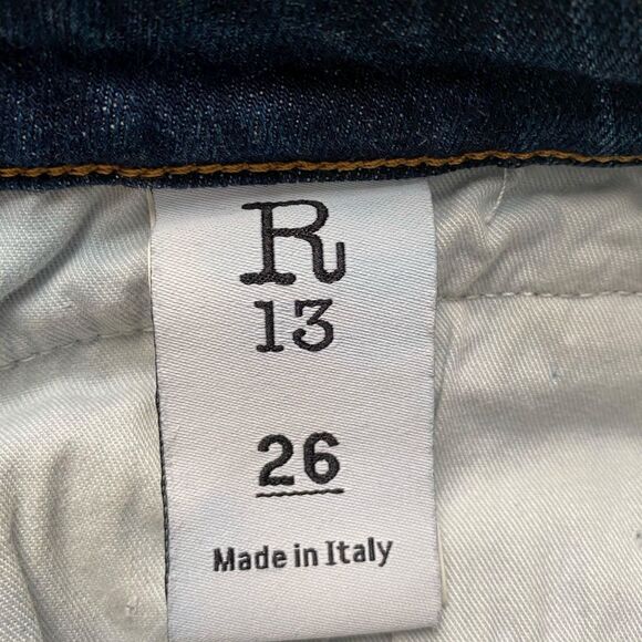 R13 Jeans Womens Biker Boy Skinny Stretch Mid-Rise Howell Indigo Blue Size 26 - Picture 5 of 6